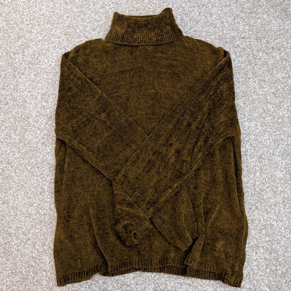 (2/$25) Pierre Cardin ribbed knit velour turtleneck sweater golden caramel - Picture 7 of 14